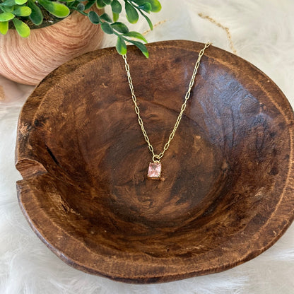Emerald Cut Charm Necklace