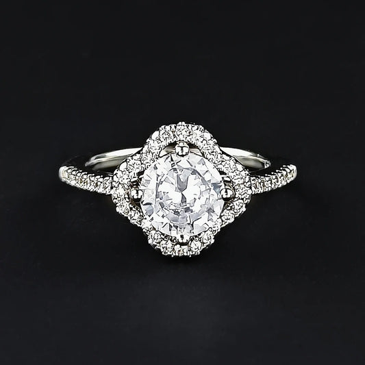 Vintage Silver & Floral Gemstone Diamond Ring